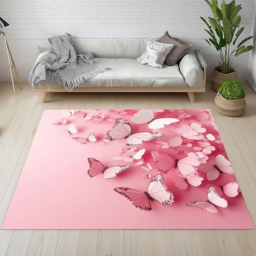 YGcegcia Waschbare Teppiche Schmetterling Fliegende Insekten Teppich rutschfest Modern Rosa Insekt Aesthetic Teppiche Klein 80x150 cm Kurzflor Schlafzimmer Bettvorleger Schmutzfangmatte Kinderzimmer YGcegcia Waschbare Teppiche Schmetterling Fliegende Insekten Teppich rutschfest Modern Rosa Insekt Aesthetic Teppiche Klein 80x150 cm Kurzflor Schlafzimmer Bettvorleger Schmutzfangmatte Kinderzimmer von YGcegcia
