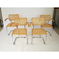 Set Aus 4 Esszimmerstühle Im Stil Von Marcel Breuer B64 Cesca Rattan Stuhl Vintage Design von YGfurnishings