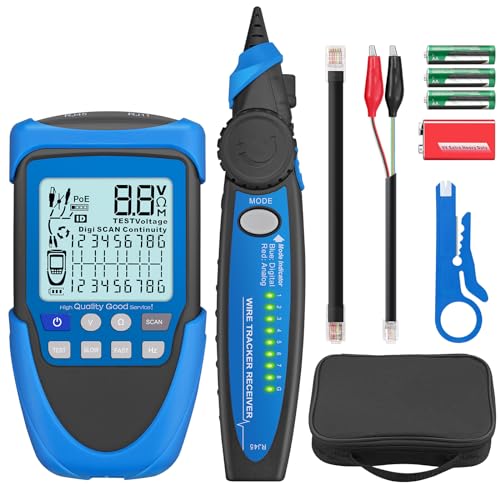 YGiTK Netzwerk Kabeltester POE/RJ45 Tester, Multifunktions Netzwerktester mit LCD, Kabel CAT5/CAT5e/CAT6/Cat7/Cat8 Tracker, Suchgerät zur Überprüfung des Kurzschluss, Quer & Unterbrechungszustandes von YGiTK