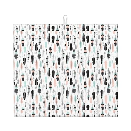 Feder: Ultrafeine Faser-Abtropfmatte, 40,6 x 45,7 cm, saugfähige Abtropfmatte für Geschirrständer von YHBLYKXP