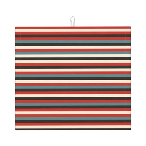 Modische gestreifte ultrafeine Faser-Abtropfmatte, 40,6 x 45,7 cm, saugfähige Abtropfmatte für Geschirrkorb von YHBLYKXP