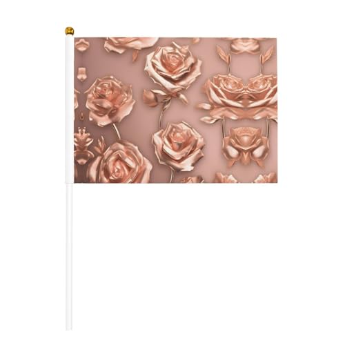 Rotgoldene Tapete, doppelseitige Handkurbelflagge, 14 x 20,8 cm, für Feiertagsparty-Dekoration, Wettbewerbe von YHBLYKXP