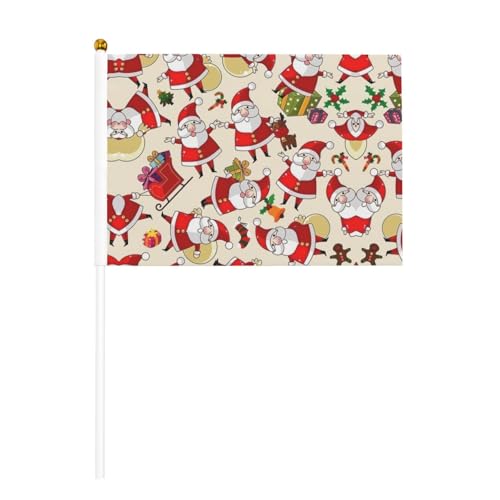 Weihnachtsflagge, Cartoon-Weihnachtsmann, doppelseitig, handgekröpft, 14 x 20,8 cm, für Feiertagsparty-Dekoration, Wettbewerbe Weihnachtsflagge, Cartoon-Weihnachtsmann, doppelseitig, handgekröpft, 14 x 20,8 cm, für Feiertagsparty-Dekoration, Wettbewerbe von YHBLYKXP