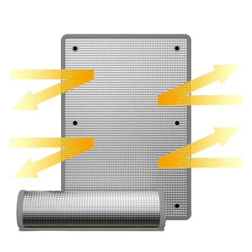 Doppelte Alufolie Reflektierende Fensterfolie Mit Saugnäpfen,Totale Verdunkelung Privatsphäre Glas Film,Sun Block Fenster Aufkleber,Anti-Blendung,Anti UV Anpassbar,70x80cm/28 x31-Silver von YHBZ