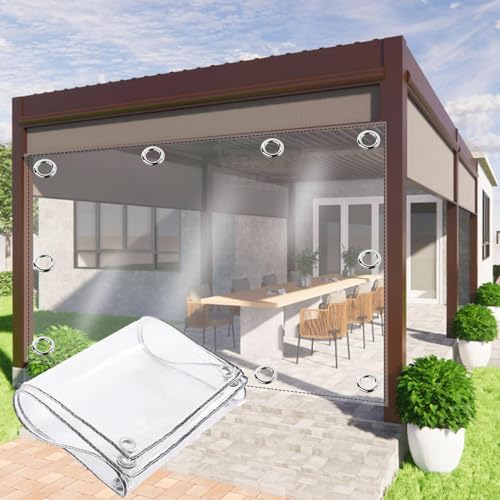 YHBZ Klar Gewächshausplane mit Ösen zur Isolierung,Regenfeste Plane Transparent,Outdoor Regenvorhang Fenster,Klare Plane Abdeckung,für Gazebos Terrasse,2.3x5m/7.5 * 16.4ft-T von YHBZ