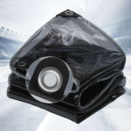 Schwarze Durchsichtige Plane mit Ösen,Verstärkte PVC-Zeltplane,Regenfeste Abdeckplane,Reißfest,für Gewächshäuser,Hühnerställe,Gärten,W*H-1.7x5.5m von YHBZ