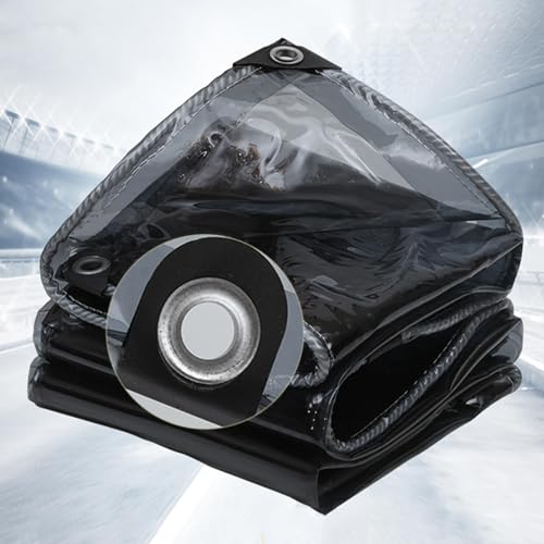 Schwarze Durchsichtige Plane mit Ösen,Verstärkte PVC-Zeltplane,Regenfeste Abdeckplane,Reißfest,für Gewächshäuser,Hühnerställe,Gärten,W*H-1.8x6m von YHBZ