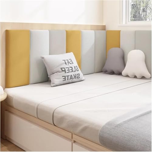 YHDMBBSHNB Anti-Kollisions-Wandpolsterung, Polsterplatte, 3D-Antikollisions-Polsterwandpaneel, Selbstklebender Schwamm-Wandaufkleber for das Schlafzimmer zu Hause(White+Gray+Yellow,80x50cm) von YHDMBBSHNB