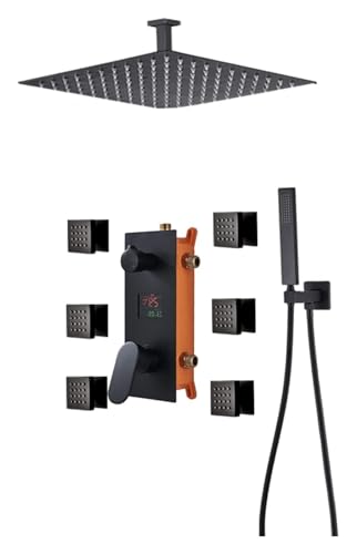 YHDMBBSHNB Duschsystem mit Thermostat, Duschmischbatterie-Set mit 6 Körperbrausen, Handbrause aus Messing und Wasserfall-Regenduschkopf YHDMBBSHNB Duschsystem mit Thermostat, Duschmischbatterie-Set mit 6 Körperbrausen, Handbrause aus Messing und Wasserfall-Regenduschkopf von YHDMBBSHNB