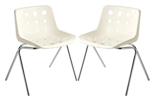 YHDMBBSHNB Esszimmerstühle, Küchenstuhl, Esszimmerstühle 2er-Set, mit Rückenlehne und Metallbeinen for Wohnzimmer/Esszimmer/Schlafzimmer/Küche(White) von YHDMBBSHNB