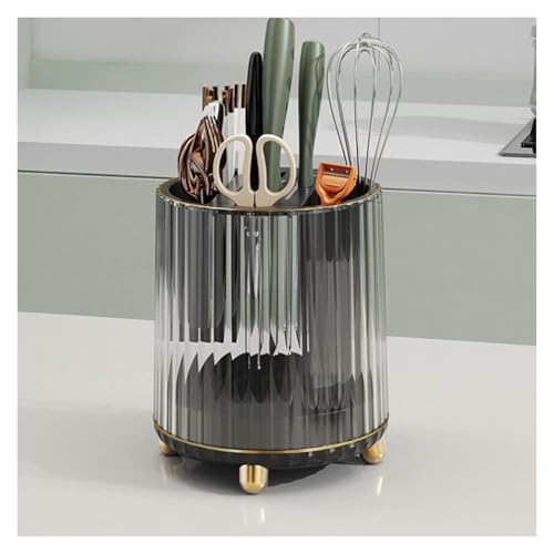YHDMBBSHNB Messerblock, Messerhalter, Rotierender Messerblockhalter mit Scherenschlitz, multifunktionaler Utensilien-Organizer for die Arbeitsplatte(Black) von YHDMBBSHNB