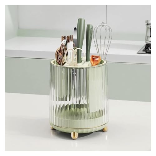 YHDMBBSHNB Messerblock, Messerhalter, Rotierender Messerblockhalter mit Scherenschlitz, multifunktionaler Utensilien-Organizer for die Arbeitsplatte(Green) von YHDMBBSHNB