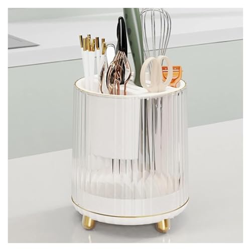 YHDMBBSHNB Messerblock, Messerhalter, Rotierender Messerblockhalter mit Scherenschlitz, multifunktionaler Utensilien-Organizer for die Arbeitsplatte(White) von YHDMBBSHNB