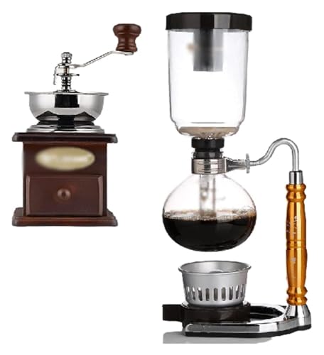 YHDMBBSHNB Siphon Kaffeemaschine, Retro Vakuum-Siphon-Topf-Perkolatoren aus Glas, 3 Tassen, Tisch-Siphon-Kaffeemaschine aus Glas for Kaffee oder Tee von YHDMBBSHNB