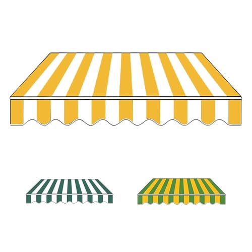 YHDMDQ 2/2.5/3/3.5/4 M Breit Markisenstoff, Markisenbespannung Canvas, Ersatz Markisentuch Mit Volant, Markisen Ersatzstoff Überdachung Für Garten Terrasse Balkon(Yellow,3x1.5m/10x5ft) von YHDMDQ