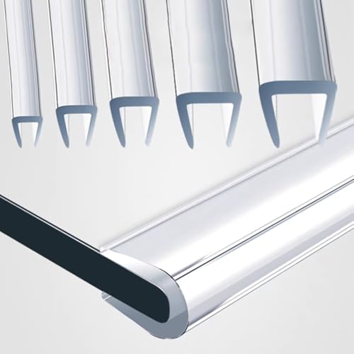 YHDMDQ 5m Transparenter U-Form Kantenschutz, Klemmprofil Kantenzierstreifen Für Glastische, Selbstklemmend Tischkantenschutz Dichtungsstreifen(24-26mm) von YHDMDQ