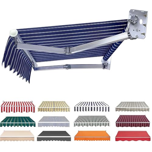 YHDMDQ Manuelle Einziehbare Markisenstoff 200x150/300x200/450x350/600x200cm Sonnenschutz Markisentuch Wasserabweisend Markisenbespannung Markisevolant Markise Canvas(Blue,2x1.5m/6.5x5ft) von YHDMDQ