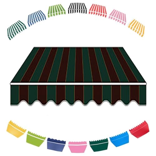 YHDMDQ Markisenstoff 2m 3m 4m 5m 6m 7m Markisenbespannung Canvas Sonnenschutz Markisen Ersatzstoff Einziehbare Markisentuch Ersatz Markise Canvas(Green Stripe,2x1.5m/6.5x5ft) von YHDMDQ