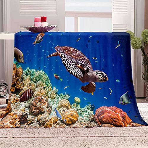 YHDNP Kuscheldecken 3D Drucktuch Decke 150x200cm Weiche Flauschige Flanell Decke, Kuscheldecke Meerestier Schildkröte Motiv,Tv Decken,Sofadecke,Couchdecke, Wohndecken Für Kinder Erwachsene von YHDNP