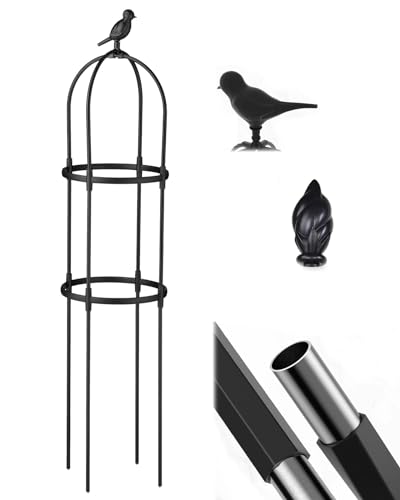 Gartendeko Obelisk 1.8m 2.3m 2.8m 3.3m Rankobelisk Aus Beschichtetes Metall Freistehend, Rankgitter Ranksäule Garten, Für Kletterpflanzen Blumen Rosen Wetterfeste Rankhilfe(Color:Schwarz,Size:ID50cmxH von YHDZWY