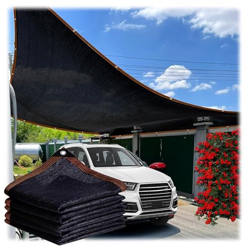 Hof Schattierungsnetz Sonnenschutz Netz Schattentuch Leicht Und Haltbarkeit Abdecknetz 90% Shading Rate Für Gewächshaus Garten Blumen Pflanze Carport (4x6) m (6x7) m (8x15) m Schwarz(Size:(4x15) m) von YHDZWY