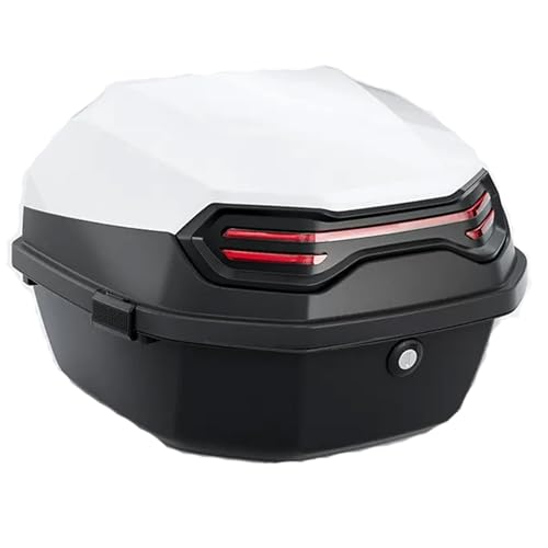 YHDZWY Motorradkoffer Für Helm Gepäck, Top Case Lederfutter Für Roller Motorrad Mofa Quad Mit Installieren Platte Aufbewahrungskoffer Wasserdicht Mit Sicherheitsschloss(Weiß) von YHDZWY