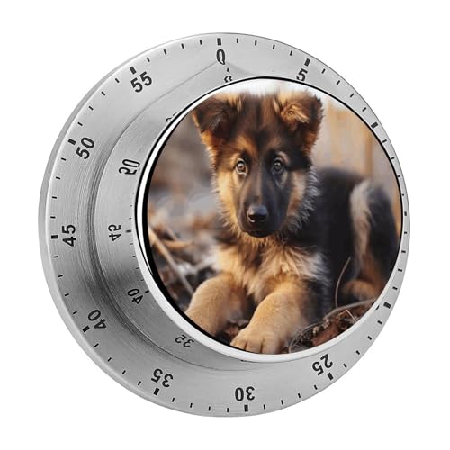 Timer, deutscher Schäferhund, visueller Timer, mechanischer Küchentimer, Edelstahl, Countdown-Timer, 60-Minuten-Aufzieh-Timer Timer, deutscher Schäferhund, visueller Timer, mechanischer Küchentimer, Edelstahl, Countdown-Timer, 60-Minuten-Aufzieh-Timer von YHEGBFD