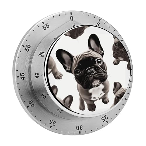 Timer, französische Bulldogge, visueller Timer, mechanischer Küchentimer, Edelstahl, Countdown-Timer, 60-Minuten-Aufzieh-Timer Timer, französische Bulldogge, visueller Timer, mechanischer Küchentimer, Edelstahl, Countdown-Timer, 60-Minuten-Aufzieh-Timer von YHEGBFD