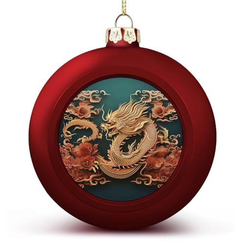 YHEGBFD 2 Weihnachtskugeln, chinesischer Drachen-Hintergrund, Weihnachtsbaumschmuck-Set für Feiertage, Party-Dekoration YHEGBFD 2 Weihnachtskugeln, chinesischer Drachen-Hintergrund, Weihnachtsbaumschmuck-Set für Feiertage, Party-Dekoration von YHEGBFD