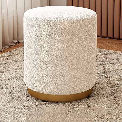 YHEIANJ Eleganter, runder, gepolsterter Fußhocker aus Samt mit Goldener Basis. Luxuriöser Schminkstuhl für Wohnzimmer oder Schlafzimmer. Weicher, plüschiger Sitz.，A von YHEIANJ