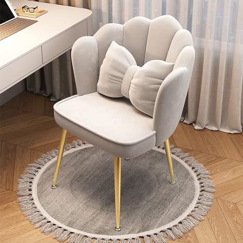 YHEIANJ Luxuriöser Schminkhocker aus Samt mit Rückenlehne und weich gepolstertem Polster. Bequemer Mid-Century-Blütenstuhl für das Schlafzimmer von Frauen und Mädchen. ,Beige Golden Legs YHEIANJ Luxuriöser Schminkhocker aus Samt mit Rückenlehne und weich gepolstertem Polster. Bequemer Mid-Century-Blütenstuhl für das Schlafzimmer von Frauen und Mädchen. ,Beige Golden Legs von YHEIANJ