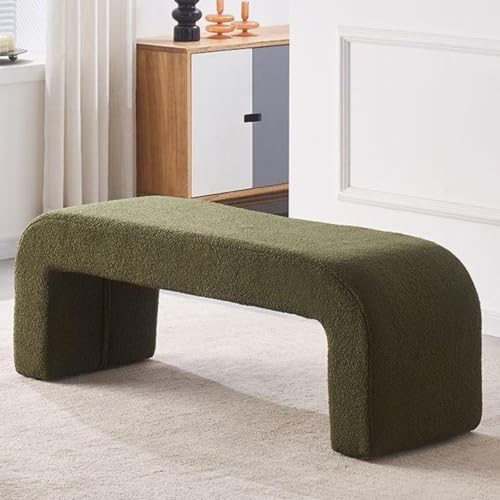 YHEIANJ Moderne gepolsterte Ottomanenbank für Wohnzimmer, Schlafzimmer, Eingangsbereich, große dunkelgrüne Bank mit gewölbtem Design und Schminkhockern，Dark Green Small von YHEIANJ