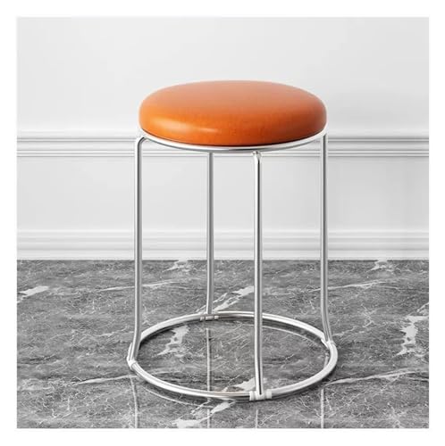 YHEIANJ Moderner, runder Schminkstuhl mit Verstellbarer Fußstütze und Polsterung aus Kunstleder. Stilvoller Frisiertischhocker für den Schminktisch oder als Sitzgelegen，Orange 2PCS von YHEIANJ