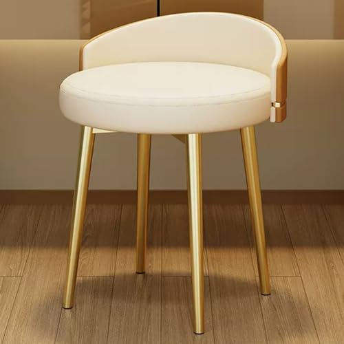 YHEIANJ Moderner Schminkhocker mit niedriger Rückenlehne und Metallbeinen. Kleiner gepolsterter Schminkstuhl für Schlafzimmer oder Wohnzimmer. Stilvolle Wohndekoration.，White orange Rotating Type von YHEIANJ