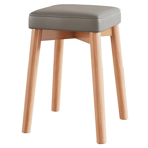 YHEIANJ Moderner Schminkstuhl aus Massivholz für den Schminktisch. Stabiler und einfach zu installierender Schminkhocker für den Schminkraum und das Ankleidezimmer. Far，Natural+Gray One Size von YHEIANJ