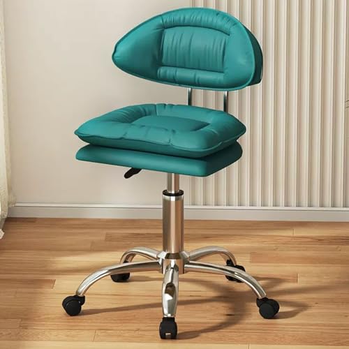 YHEIANJ Moderner ergonomischer Schminkstuhl mit Rollen und höhenverstellbarer Funktion für bequemes Schminken. Stilvoller drehbarer Schminkhocker in Dunkelgrau. Perfekt，Cyan One Size von YHEIANJ
