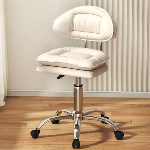 YHEIANJ Moderner ergonomischer Schminkstuhl mit Rollen und höhenverstellbarer Funktion für bequemes Schminken. Stilvoller drehbarer Schminkhocker in Dunkelgrau. Perfekt，White One Size von YHEIANJ