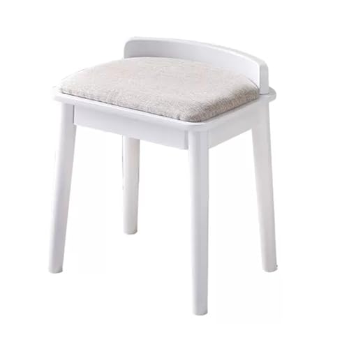 YHEIANJ Moderner weißer Schminkstuhl mit niedriger Rückenlehne, gepolsterter Schminkhocker mit stabilen Holzbeinen, ideal für die Einrichtung von Schlafzimmer oder Wohn,White One Size YHEIANJ Moderner weißer Schminkstuhl mit niedriger Rückenlehne, gepolsterter Schminkhocker mit stabilen Holzbeinen, ideal für die Einrichtung von Schlafzimmer oder Wohn,White One Size von YHEIANJ