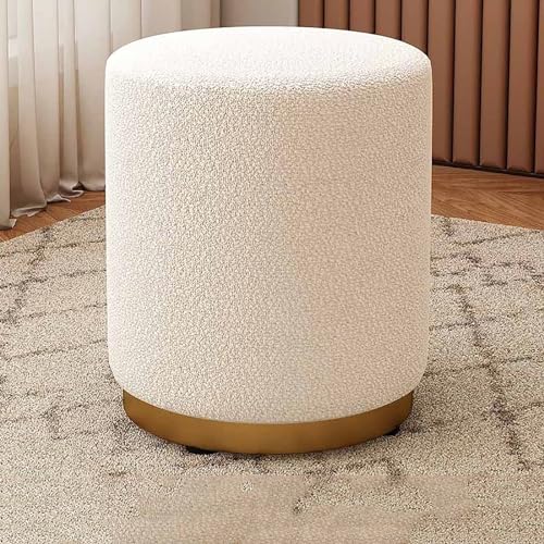 YHEIANJ Ottomane aus Samt für das Wohnzimmer, runder, gepolsterter, weicher Fußstützenhocker mit Goldener Basis, Schminkhocker für das Wohnzimmerschlafzimmer，A von YHEIANJ