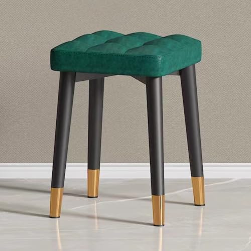 YHEIANJ Schminkhocker, gepolsterte Schminkbank mit weich gepolsterter Sitzfläche, Schlafzimmerstuhl für Schreibtisch oder Klavier, 45,7 cm Höhe, Tragkraft 136 kg, Creme，Green One Size von YHEIANJ