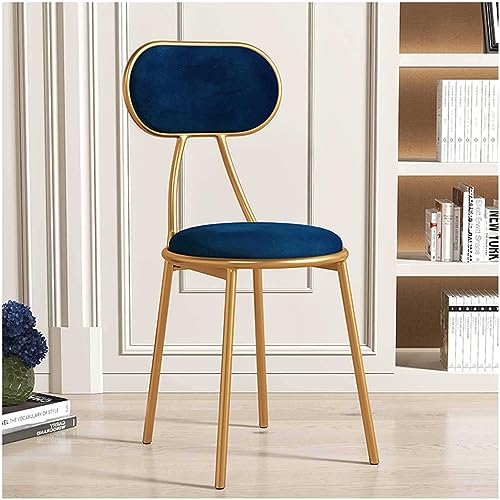 YHEIANJ Schminkstuhl, Esszimmerstühle mit weich gepolsterter Sitzfläche aus Flanellstoff, Schreibtischstuhl, Schminkstuhl, mit Rückenlehne und Metallbeinen, für Wohnzim，Blue von YHEIANJ