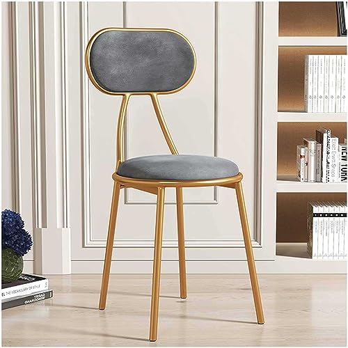 YHEIANJ Schminkstuhl, Esszimmerstühle mit weich gepolsterter Sitzfläche aus Flanellstoff, Schreibtischstuhl, Schminkstuhl, mit Rückenlehne und Metallbeinen, für Wohnzim，Grey von YHEIANJ