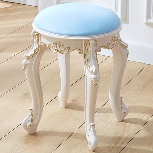 YHEIANJ Vintage-Schminkhocker mit gepolsterter Sitzfläche und Stahlbeinen, runder Schminkstuhl für Schminktisch, Ankleidezimmer, Wohnzimmer, Schlafzimmer, Farboption We,Blue Gold YHEIANJ Vintage-Schminkhocker mit gepolsterter Sitzfläche und Stahlbeinen, runder Schminkstuhl für Schminktisch, Ankleidezimmer, Wohnzimmer, Schlafzimmer, Farboption We,Blue Gold von YHEIANJ