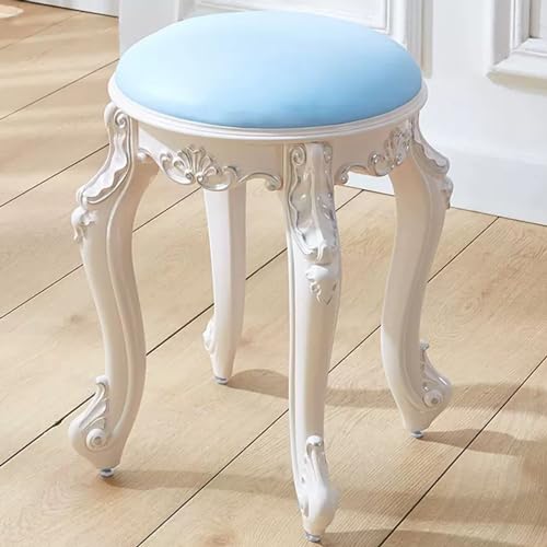 YHEIANJ Vintage-Schminkhocker mit gepolsterter Sitzfläche und Stahlbeinen, runder Schminkstuhl für Schminktisch, Ankleidezimmer, Wohnzimmer, Schlafzimmer, Farboption We,Blue Silver YHEIANJ Vintage-Schminkhocker mit gepolsterter Sitzfläche und Stahlbeinen, runder Schminkstuhl für Schminktisch, Ankleidezimmer, Wohnzimmer, Schlafzimmer, Farboption We,Blue Silver von YHEIANJ