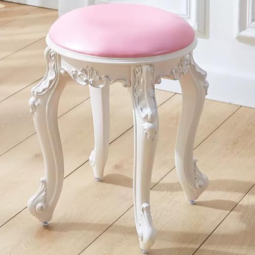 YHEIANJ Vintage-Schminkhocker mit gepolsterter Sitzfläche und Stahlbeinen, runder Schminkstuhl für Schminktisch, Ankleidezimmer, Wohnzimmer, Schlafzimmer, Farboption We,Pink Silver YHEIANJ Vintage-Schminkhocker mit gepolsterter Sitzfläche und Stahlbeinen, runder Schminkstuhl für Schminktisch, Ankleidezimmer, Wohnzimmer, Schlafzimmer, Farboption We,Pink Silver von YHEIANJ