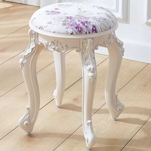 YHEIANJ Vintage-Schminkhocker mit gepolsterter Sitzfläche und Stahlbeinen, runder Schminkstuhl für Schminktisch, Ankleidezimmer, Wohnzimmer, Schlafzimmer, Farboption We,Purple Silver YHEIANJ Vintage-Schminkhocker mit gepolsterter Sitzfläche und Stahlbeinen, runder Schminkstuhl für Schminktisch, Ankleidezimmer, Wohnzimmer, Schlafzimmer, Farboption We,Purple Silver von YHEIANJ