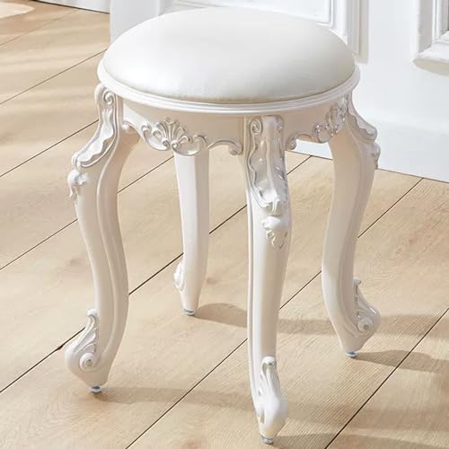 YHEIANJ Vintage-Schminkhocker mit gepolsterter Sitzfläche und Stahlbeinen, runder Schminkstuhl für Schminktisch, Ankleidezimmer, Wohnzimmer, Schlafzimmer, Farboption We,White Silver YHEIANJ Vintage-Schminkhocker mit gepolsterter Sitzfläche und Stahlbeinen, runder Schminkstuhl für Schminktisch, Ankleidezimmer, Wohnzimmer, Schlafzimmer, Farboption We,White Silver von YHEIANJ