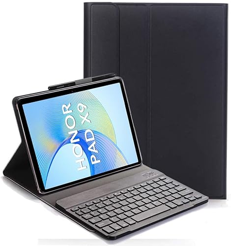 YHFZR Tastatur Hülle for Honor Pad X9a/ X9/ X9 Pro 11,5 Zoll, (QWERTY Layout), Flip Entfernbar Drahtloser Keyboardständer Ledertasche für Honor Pad X9a/ X9/ X9 Pro, Schwarz von YHFZR