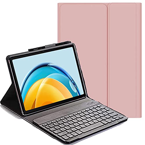 YHFZR Tastatur Hülle for Huawei MatePad SE, (QWERTY Layout) Ultradünn Flip Entfernbar Drahtloser Keyboardständer Ledertasche für Huawei MatePad SE 10,4 Zoll 2022 Tablet, Rosa von YHFZR