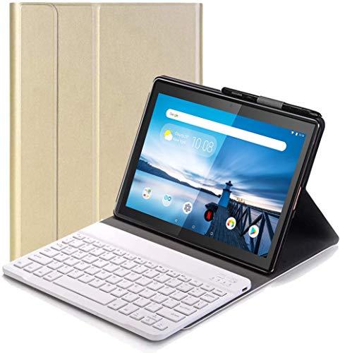 YHFZR Tastatur Hülle for Samsung Galaxy Tab S8 - (QWERTY Layout), Ultradünn Flip Entfernbar Drahtloser Keyboardständer Ledertasche für Samsung Galaxy Tab S8 11" X700/X706 2022 Tablet, Gold von YHFZR